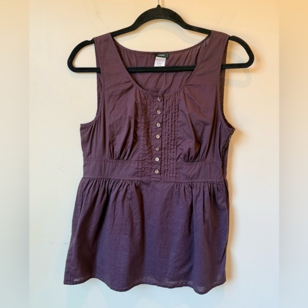 J. Crew Plum Sleeveless Button Front Peplum Top